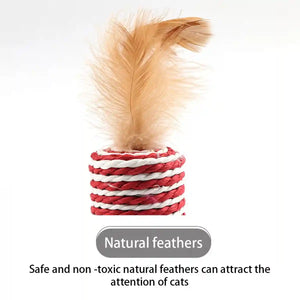 Cat Feather Toy Set with Wooden Wand and Bell