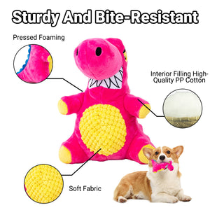 Plush Dinosaur Dog Chew Toy With Squeaker For All Sizes
