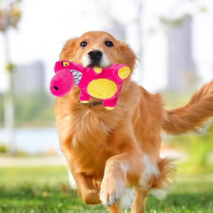 Plush Dinosaur Dog Chew Toy With Squeaker For All Sizes