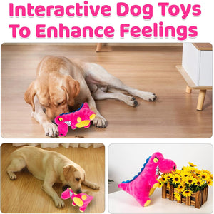 Plush Dinosaur Dog Chew Toy With Squeaker For All Sizes