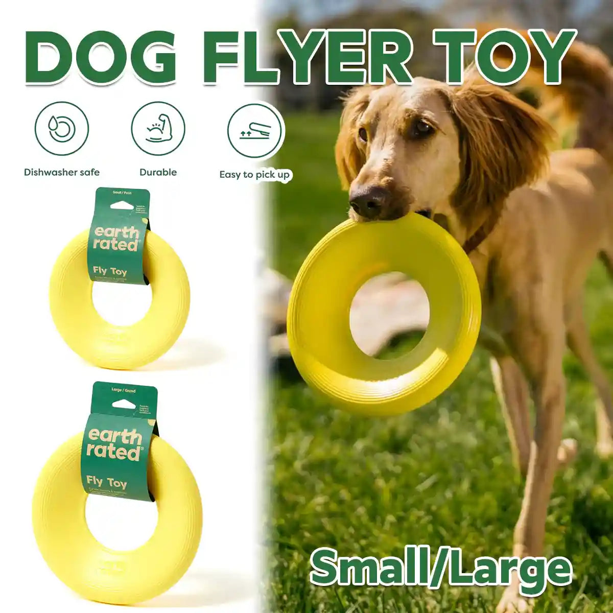 Earth Rated Durable Dog Flyer Toy Floating Flying Disc for Active Fetch Play
