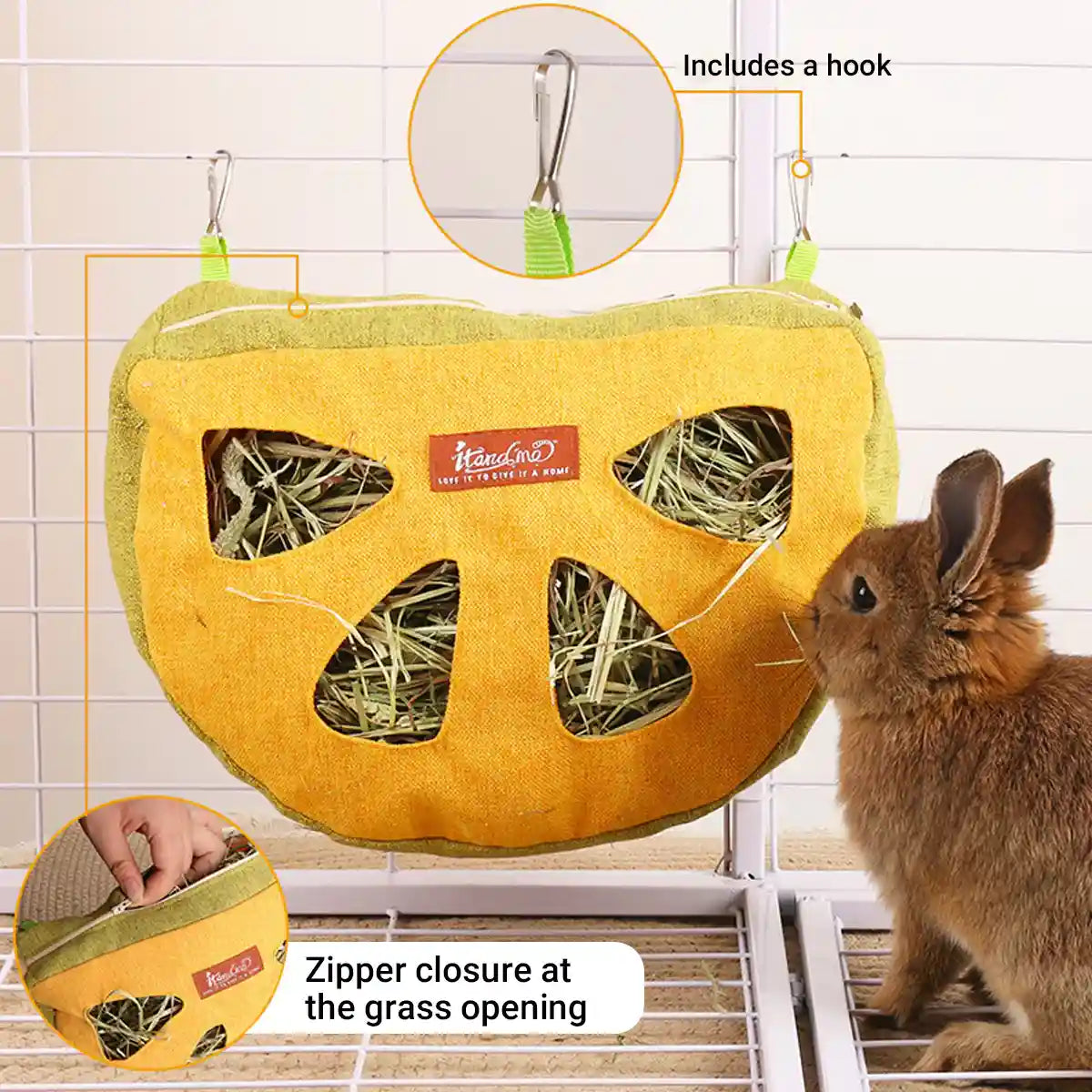 Hanging Hay Bag – Durable Rabbit Hay Feeder with Hooks