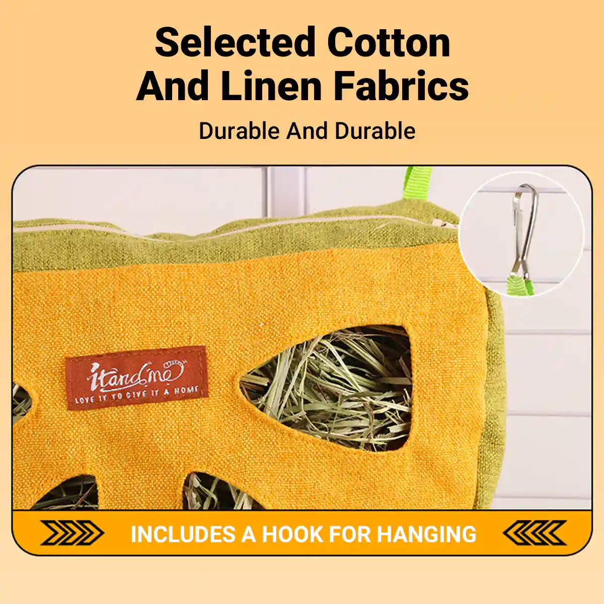 Hanging Hay Bag – Durable Rabbit Hay Feeder with Hooks