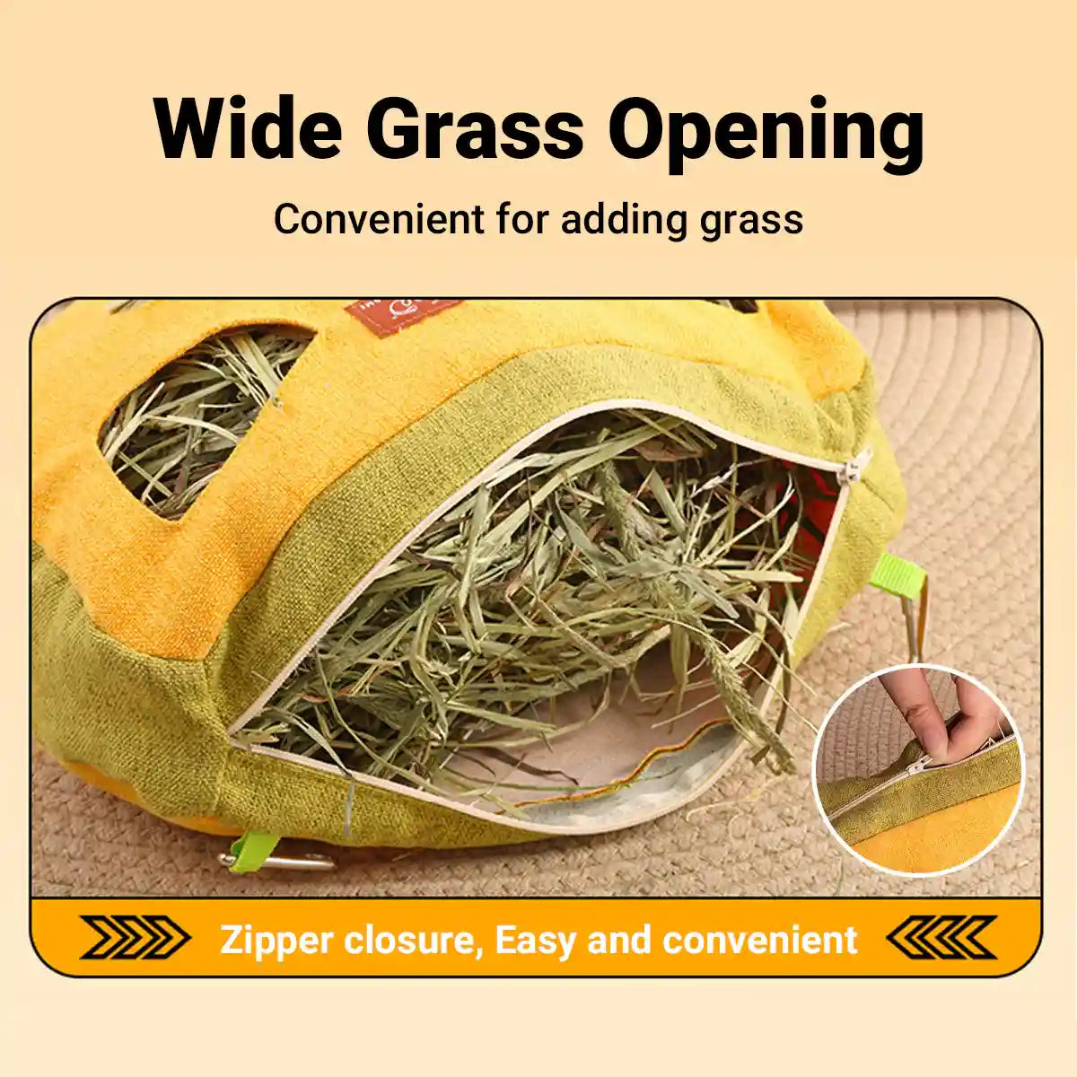 Hanging Hay Bag – Durable Rabbit Hay Feeder with Hooks