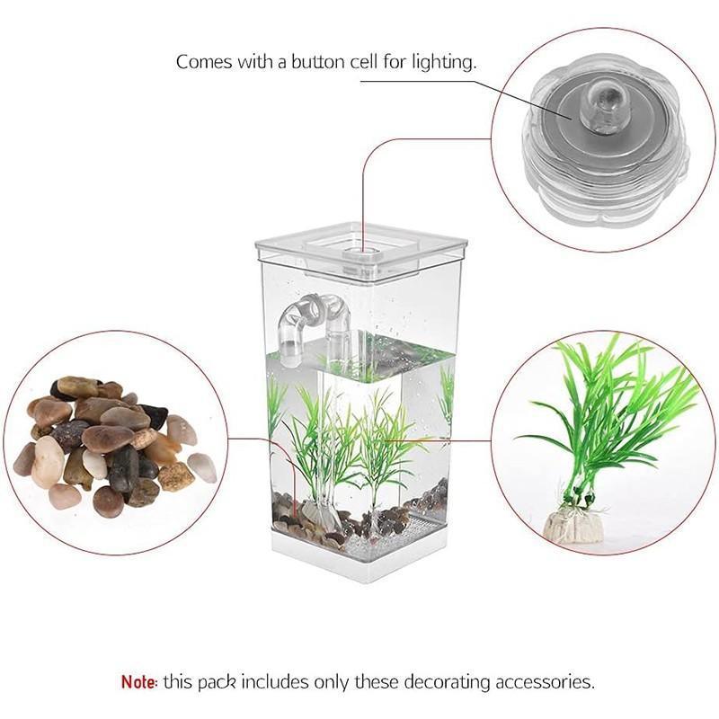 Stylish Self-Cleaning Mini Fish Tank with LED Light