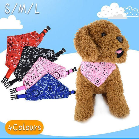 Adjustable cotton dog bib bandana collar for small dogs and cats