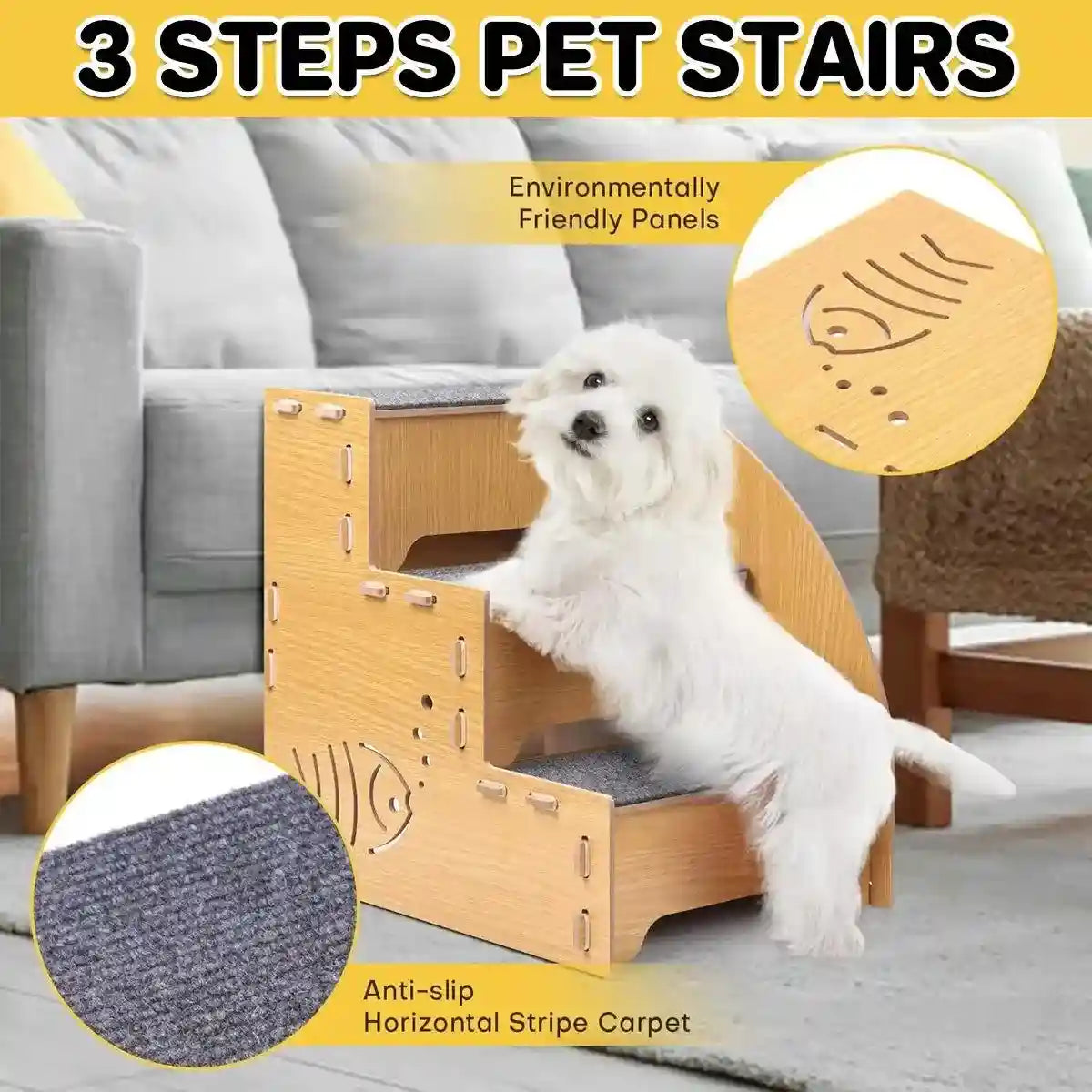 Solid Wood Pet Climbing Rack - Non-Slip Steps for Elderly Pets ...