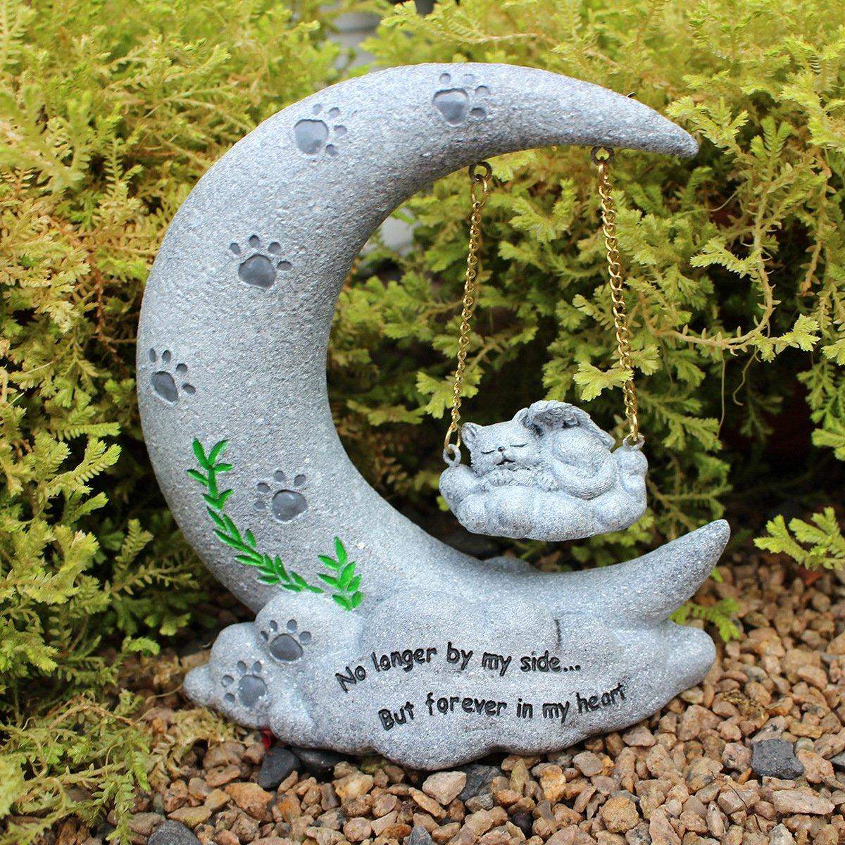 Moon-Themed Pet Memorial Resin Cat or Dog Tribute for Garden & Home