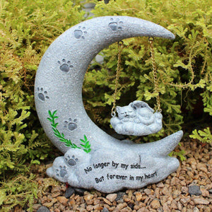Moon-Themed Pet Memorial Resin Cat or Dog Tribute for Garden & Home