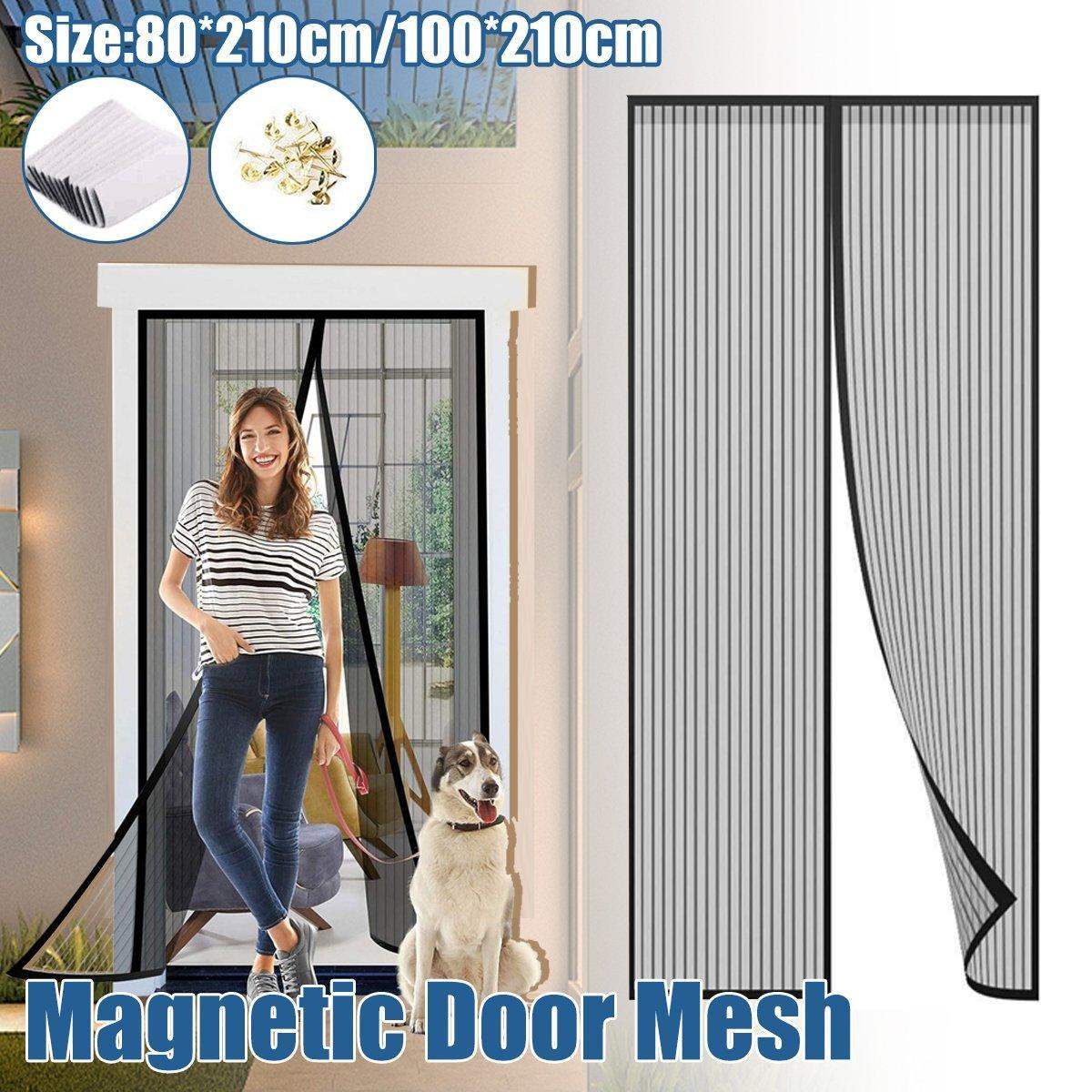 Striped Magnetic Screen Pet Door Curtain Anti Mosquito Mesh Door