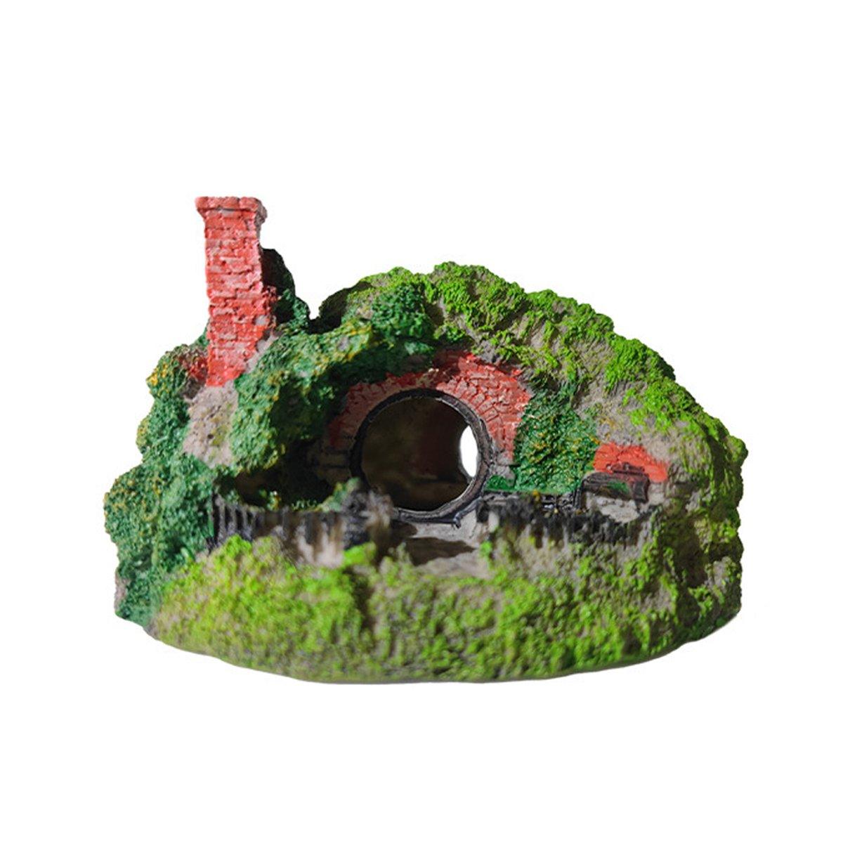 Grass House Aquarium Ornament Realistic Fish Tank Decoration for Fresh & Saltwater
