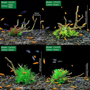 Faux Aquarium Plants Rock Decoration with Simulated Wood & Water Grass