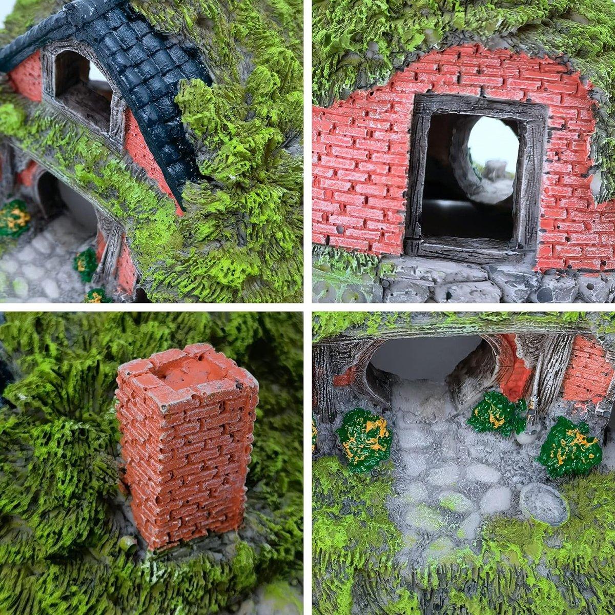 Grass House Aquarium Ornament Realistic Fish Tank Decoration for Fresh & Saltwater