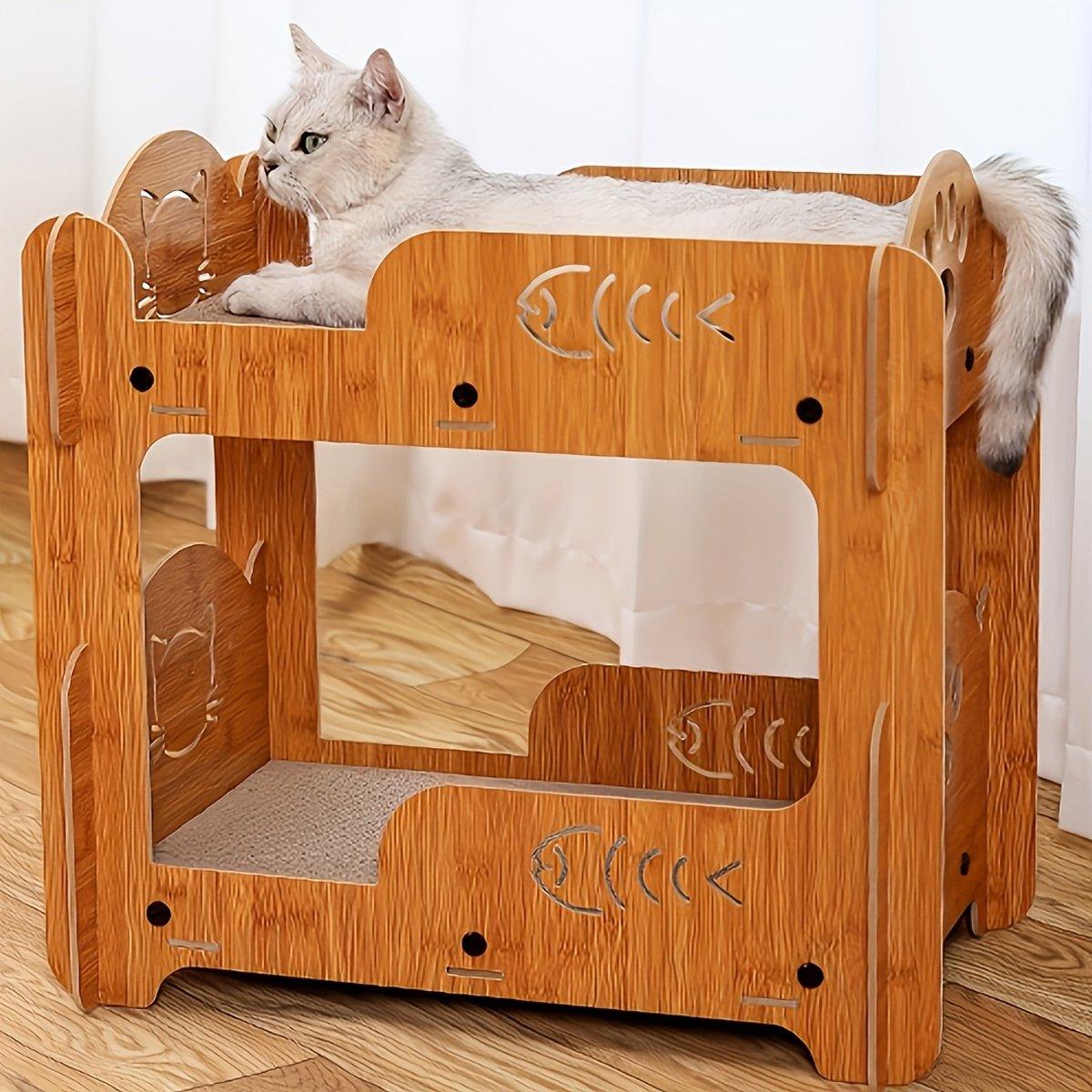 Double-Layer Cat Scratch Board & Nest Durable Scratching Post for Cats