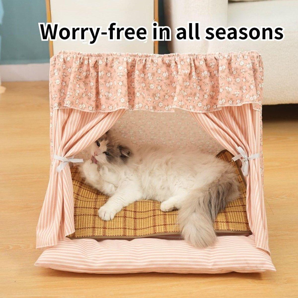 Cozy Semi-Closed Cat Tent Comfortable & Private Pet Bed for Cats and Dogs