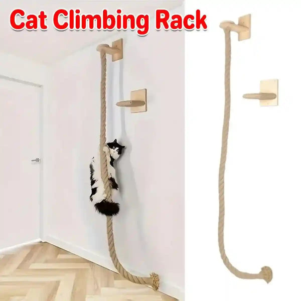 Climbing Rope Rack Deluxe Cat Climbing Rope Rack - Solid Wood Cat Tree with Platforms ...