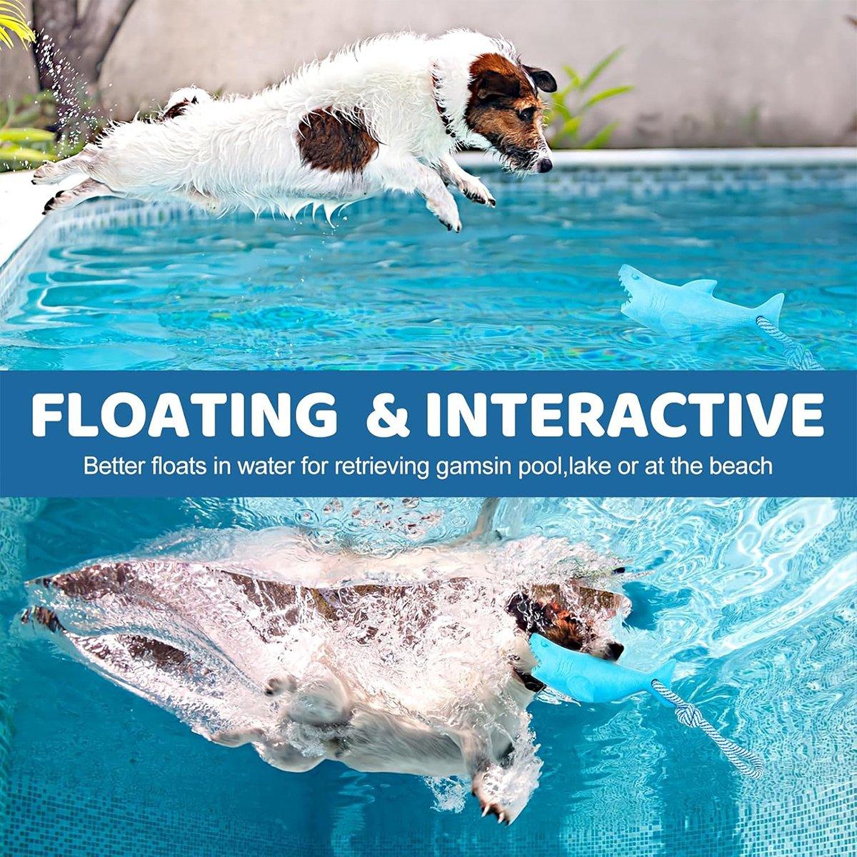 Interactive Dog Chew Toy Blue Shark Floating Pet Toy