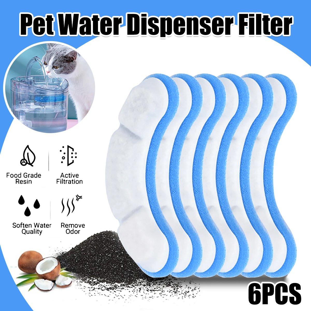 6-Pack Pet Water Dispenser Filter Replacement Advanced Multi-Layer Filtration