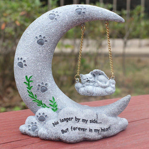 Moon-Themed Pet Memorial Resin Cat or Dog Tribute for Garden & Home
