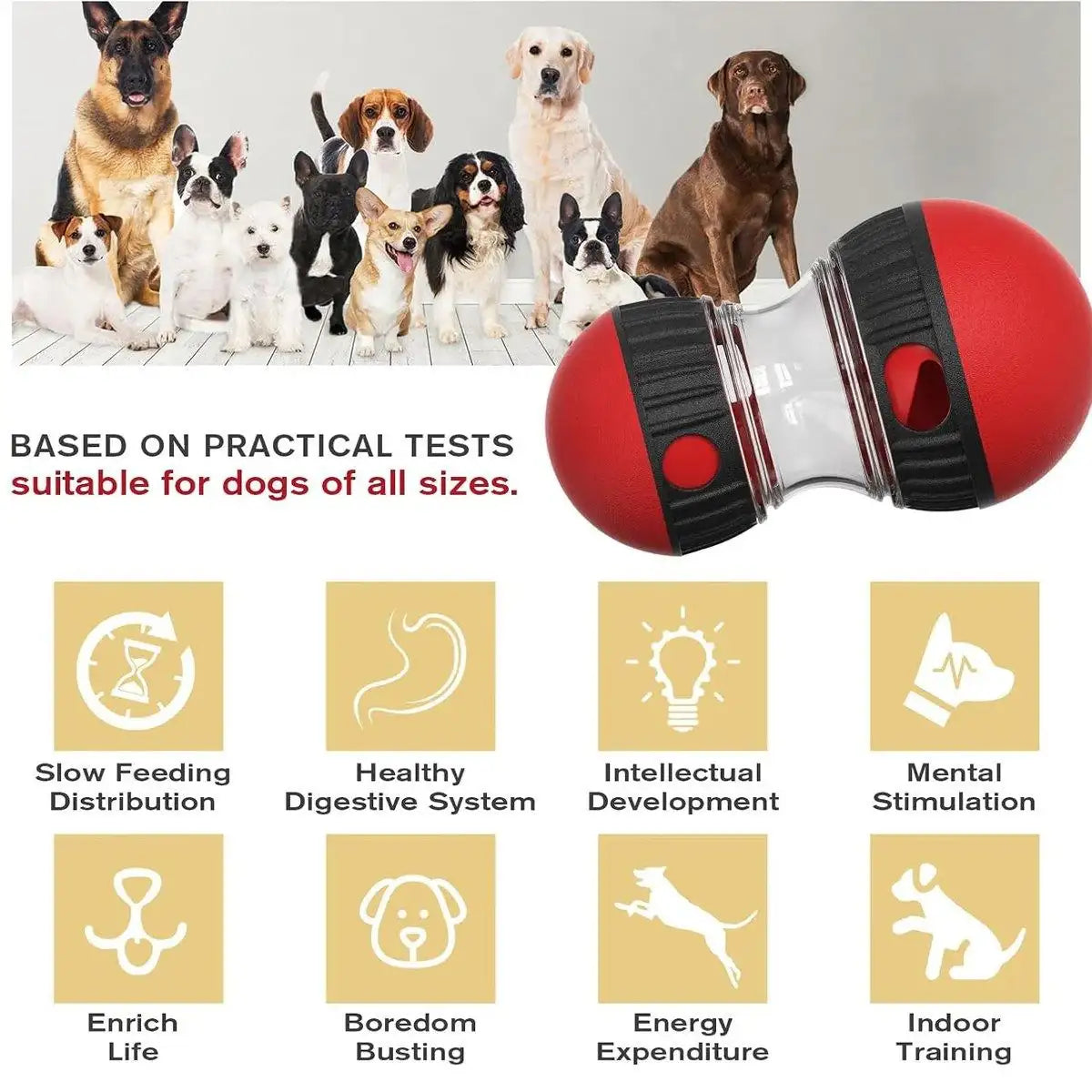 Slow Feeder Dog Toy Rolling Food Ball Funnel Pet Training Interactive Treat Toy