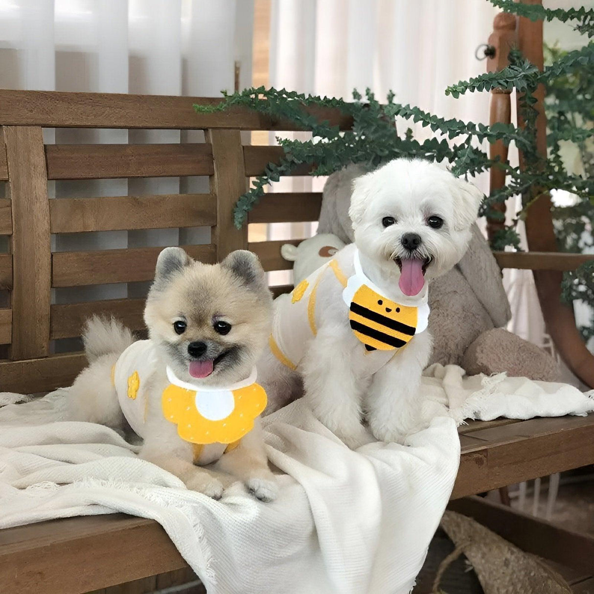 Adorable Dog Bibs with Flower & Bee Design for Stylish Pets