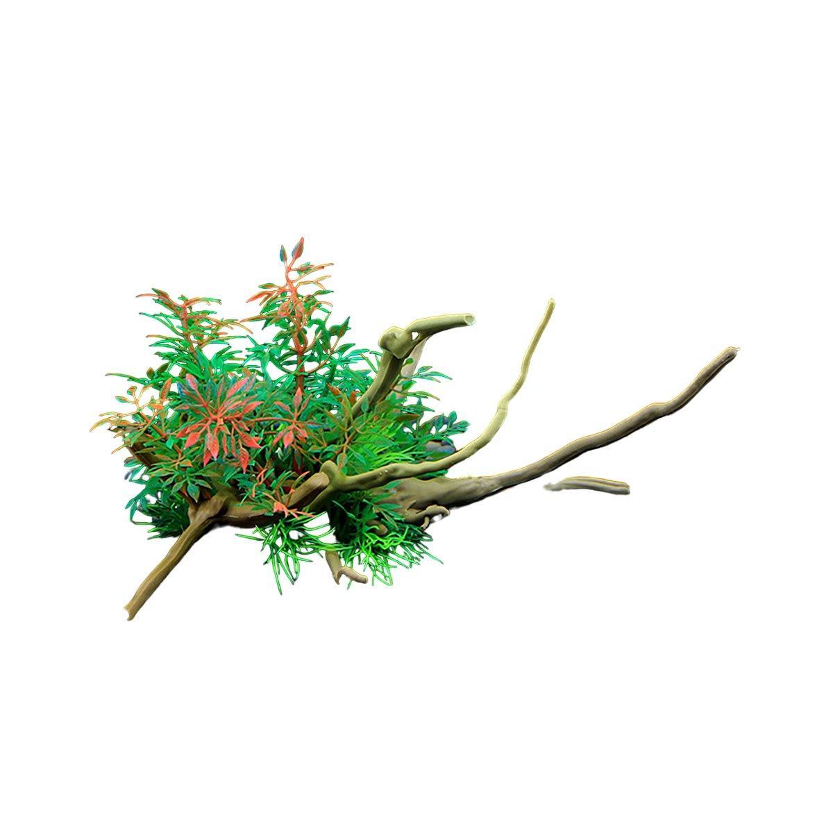 Faux Aquarium Plants Rock Decoration with Simulated Wood & Water Grass