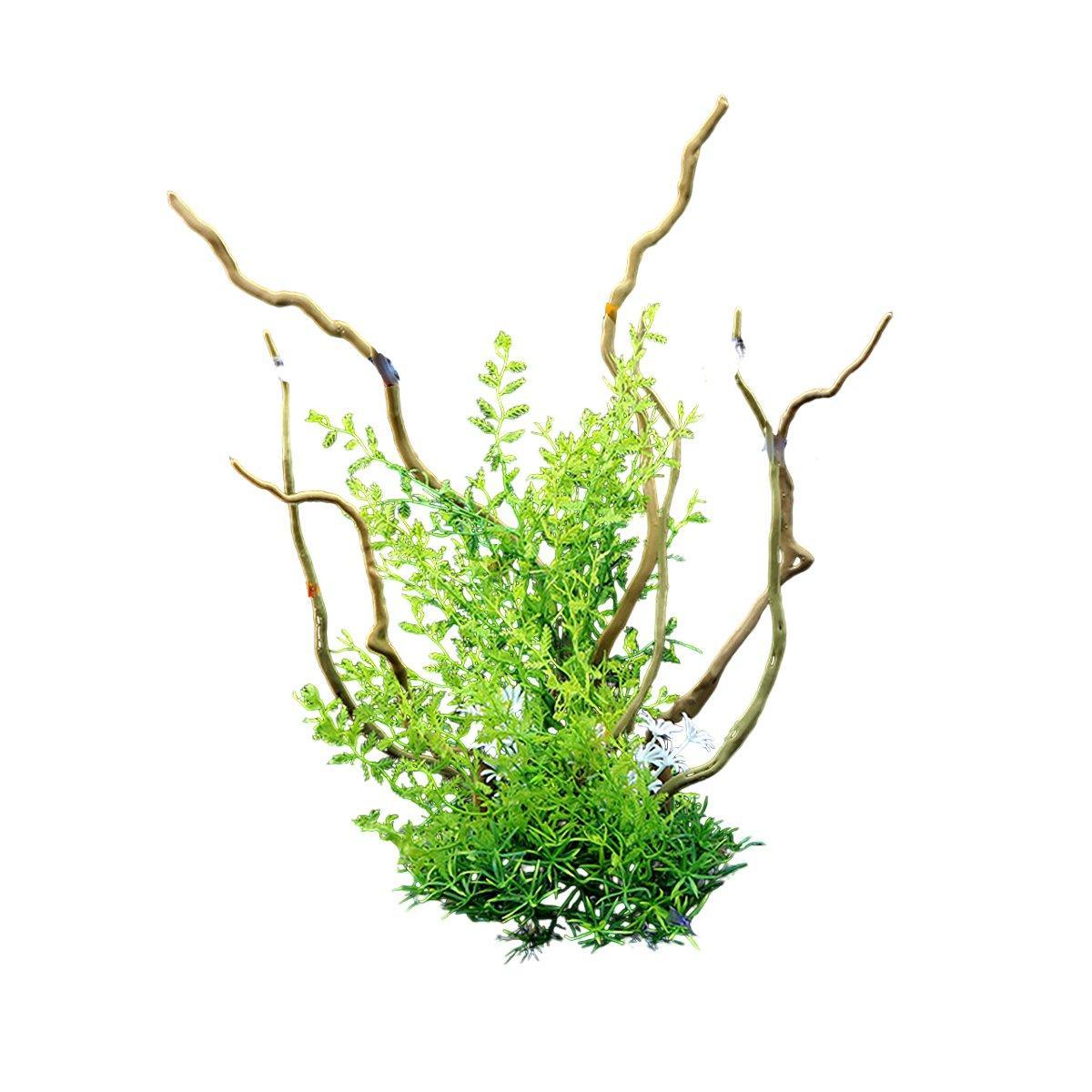 Faux Aquarium Plants Rock Decoration with Simulated Wood & Water Grass