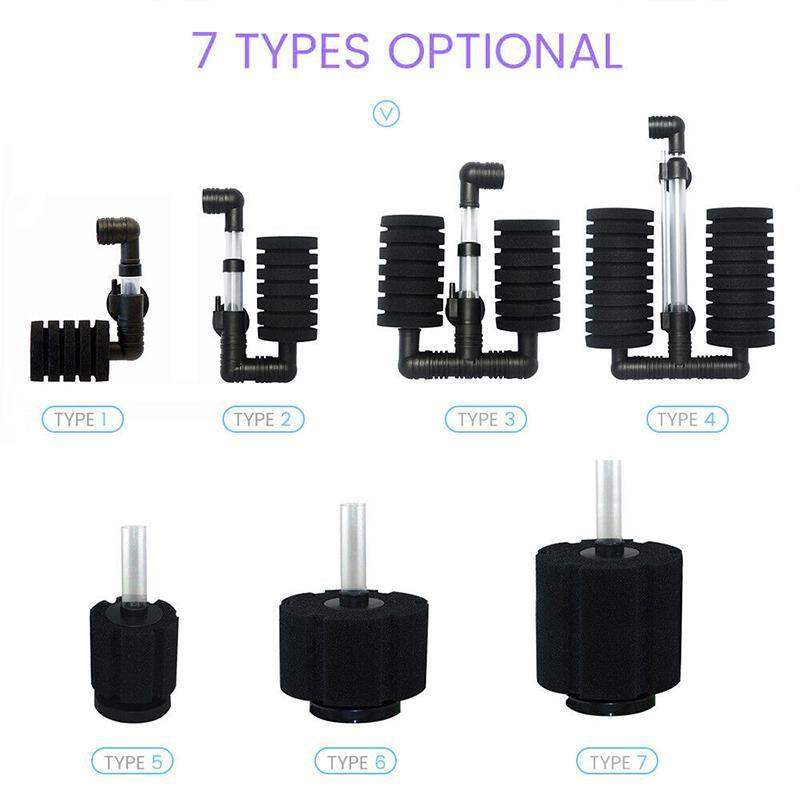 3-in-1 Sponge Filter Aquarium Cleaner Adjustable & Efficient Filtration