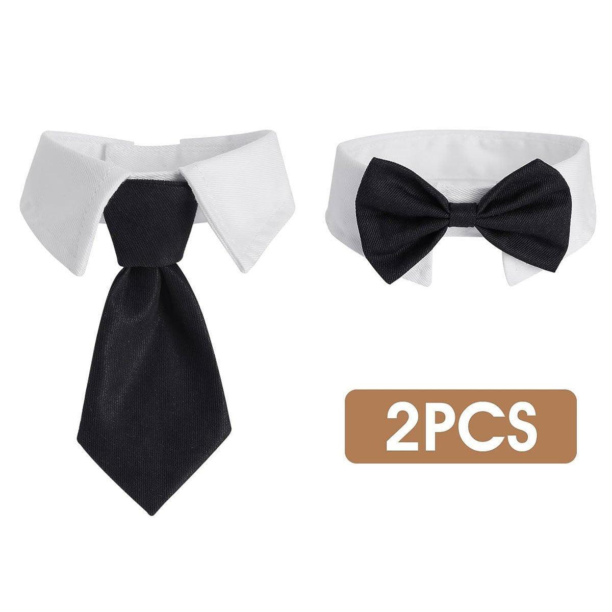 Designer Dog Collars & Designer Cat Collar Set Bow Tie and Necktie Design