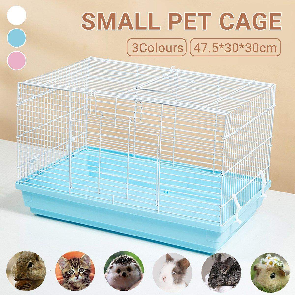 Compact small animal cage for rabbits, guinea pigs, and chinchillas – pastel colors