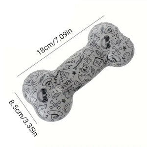 Interactive Dog Bone Chew Toy for Dental Health Durable TPR Material Grey & Blue