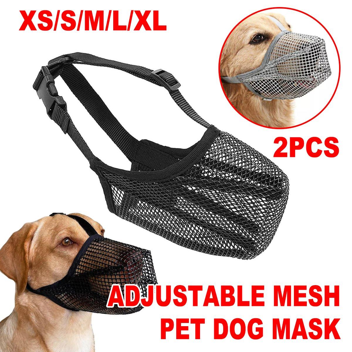 2PCS Adjustable Mesh Dog Muzzle Set Breathable Anti-Bite Muzzles