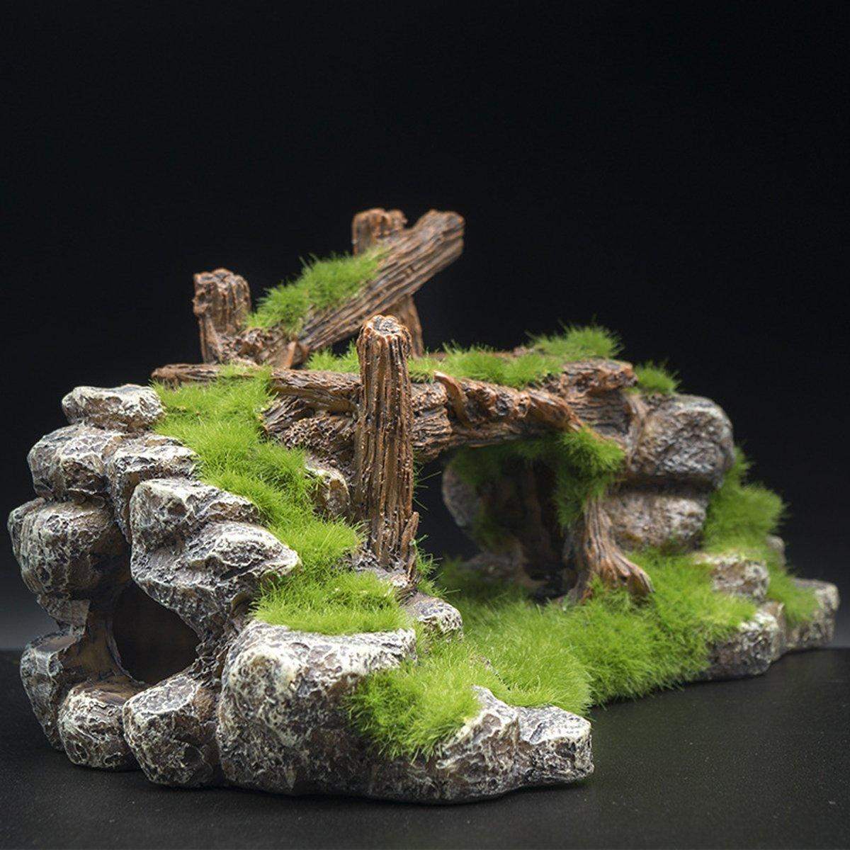 Resin Moss Bridge Decoration Natural Aquarium Ornament for Fish & Turtle Tanks