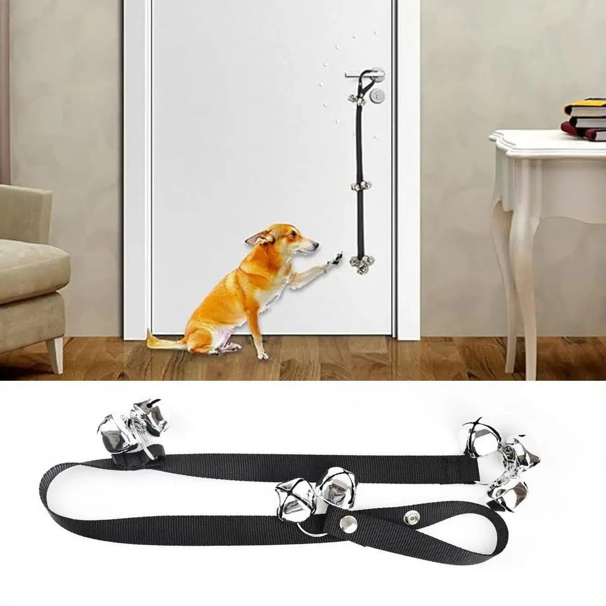 4PCS Pet Training Doorbell Rope Cat Teaser Toy Bell Interactive Play Rope Bell