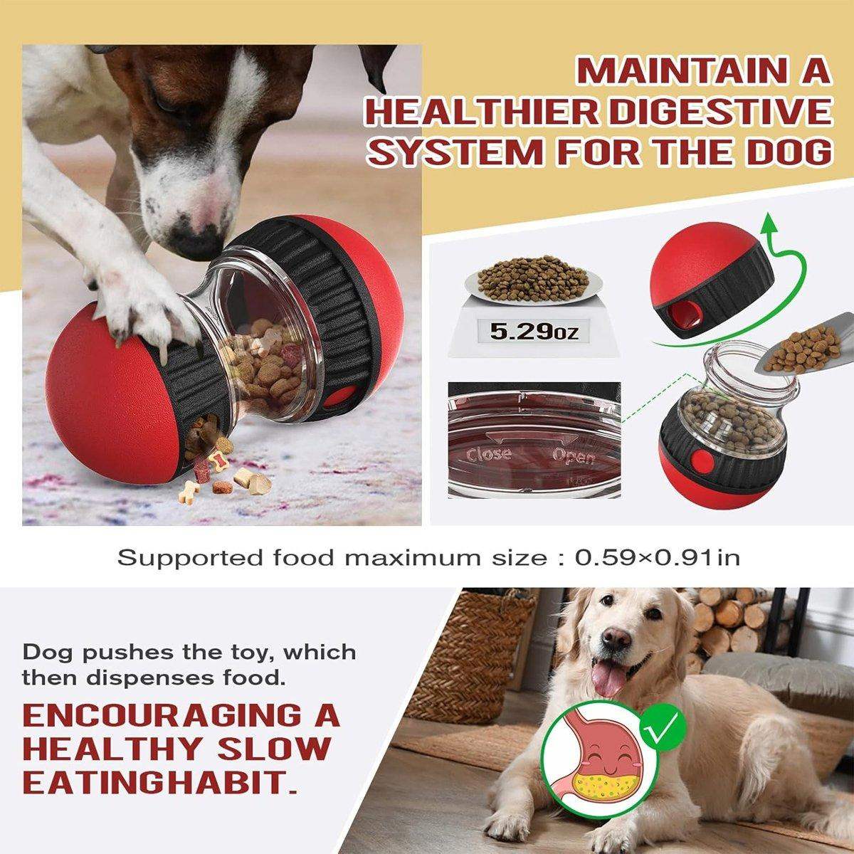 Slow Feeder Dog Toy Rolling Food Ball Funnel Pet Training Interactive Treat Toy