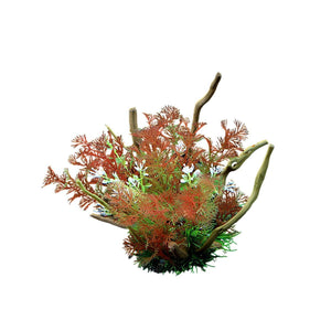 Faux Aquarium Plants Rock Decoration with Simulated Wood & Water Grass