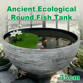 Ancient-Style Resin Fish Tank Bowl – Rustic Decorative Fish Bowl