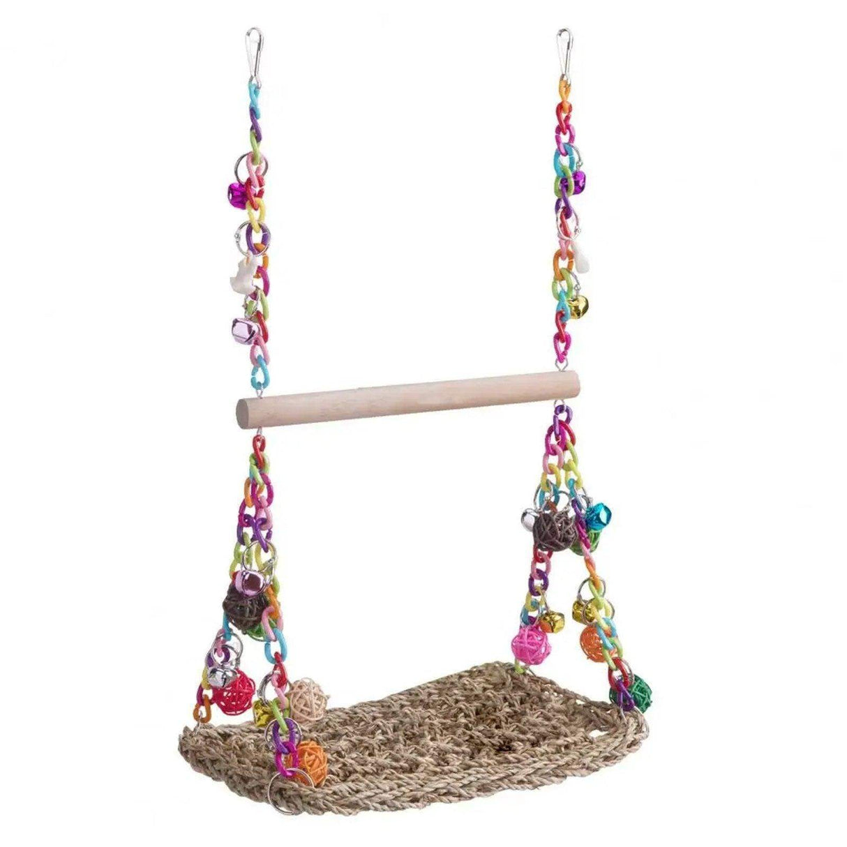 Bird Toy Parrot Toy Hammock Swing Rattan Ball Color Chain Double Layer Swing