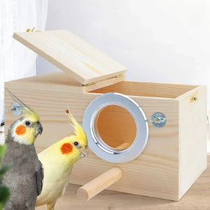 Right Opening Wooden Breeding Box for Parrots Durable & Spacious Design