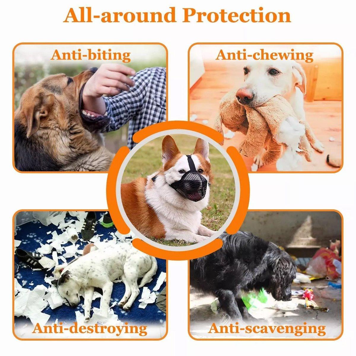 2PCS Adjustable Mesh Dog Muzzle Set Breathable Anti-Bite Muzzles