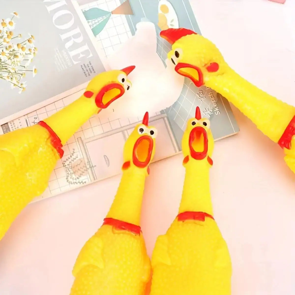 Squeaker Funny Screaming Shrilling Chicken Toy Squeeze PVC Pet Chew Dog