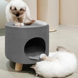 Wooden Cat Stool House Bench Pet Furniture Comfortable Cat Bed for Rest and Play