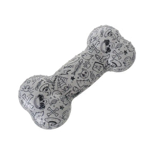 Interactive Dog Bone Chew Toy for Dental Health Durable TPR Material Grey & Blue