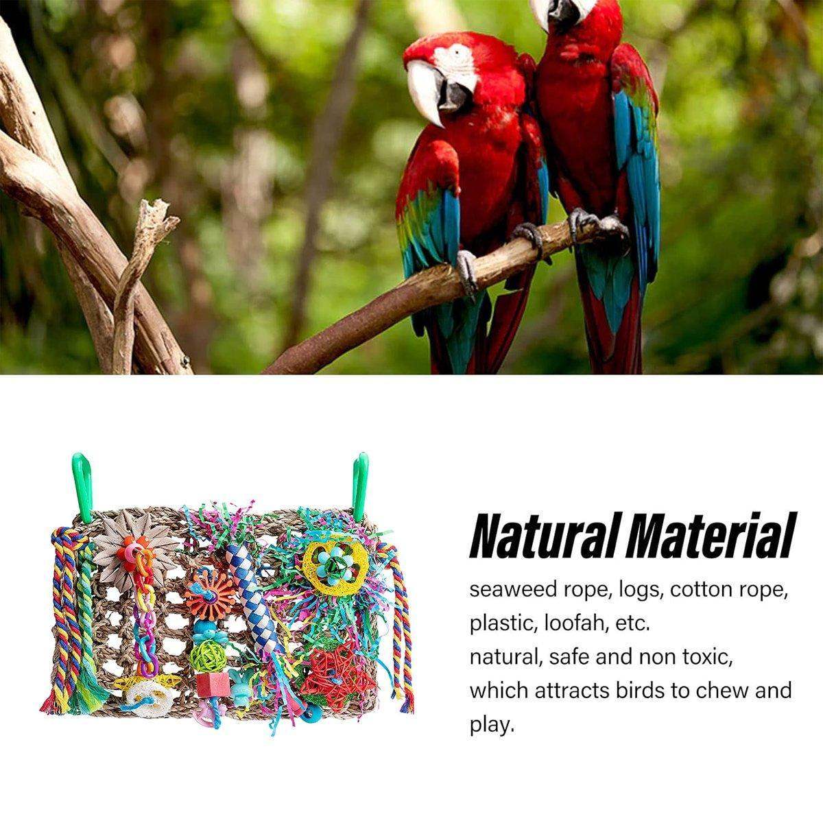 Parrot Bite Toy Grass Net Color Braided Tube Luffa Grass Silk Paper Bite Toy Cage Landscape