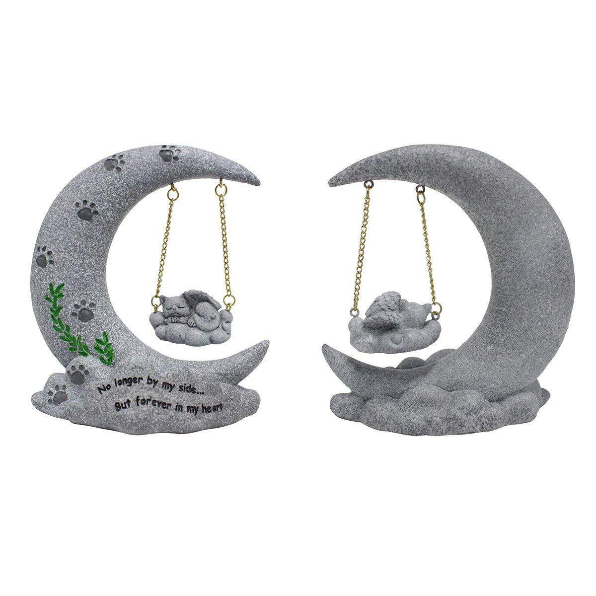 Moon-Themed Pet Memorial Resin Cat or Dog Tribute for Garden & Home
