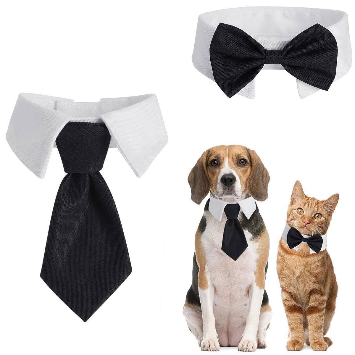 Designer Dog Collars & Designer Cat Collar Set Bow Tie and Necktie Design