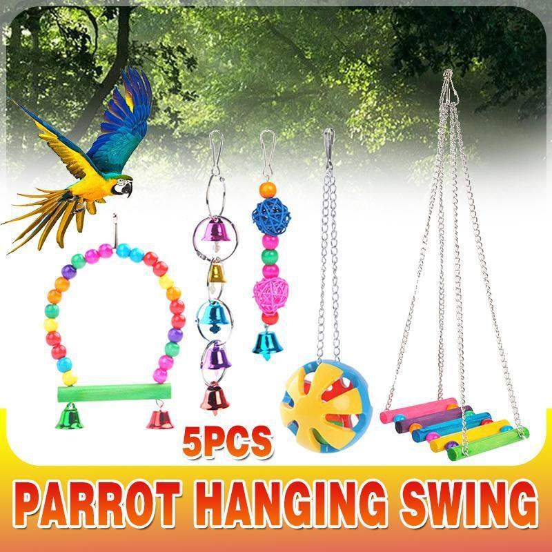 5PCS Interactive Hanging Bird Toys Set for Parrots and Small Birds