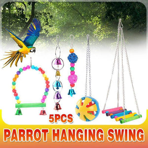 5PCS Interactive Hanging Bird Toys Set for Parrots and Small Birds