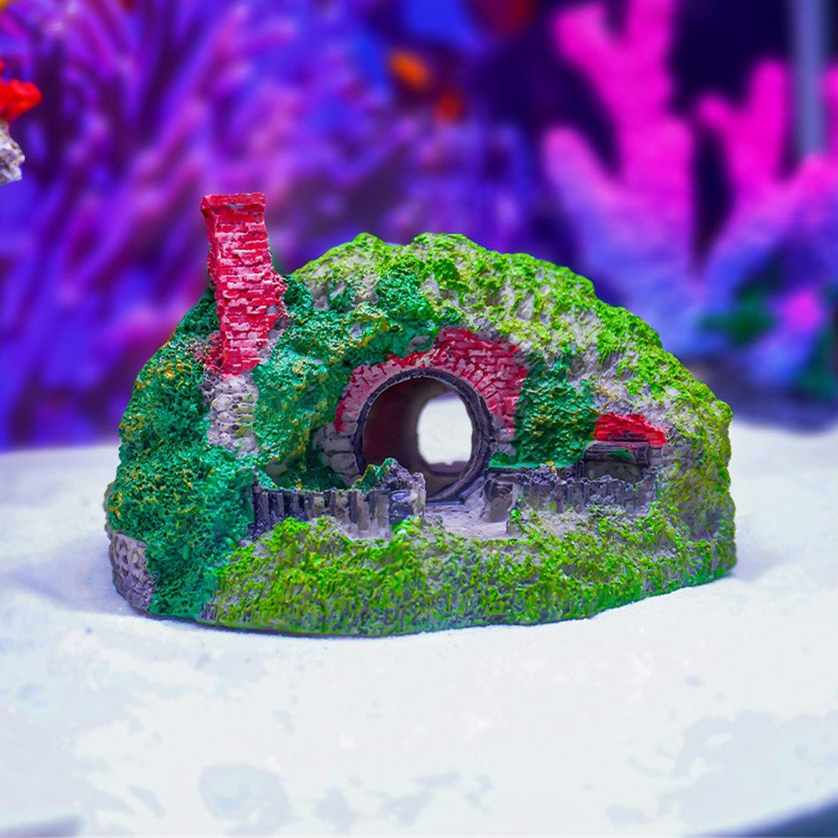 Grass House Aquarium Ornament Realistic Fish Tank Decoration for Fresh & Saltwater