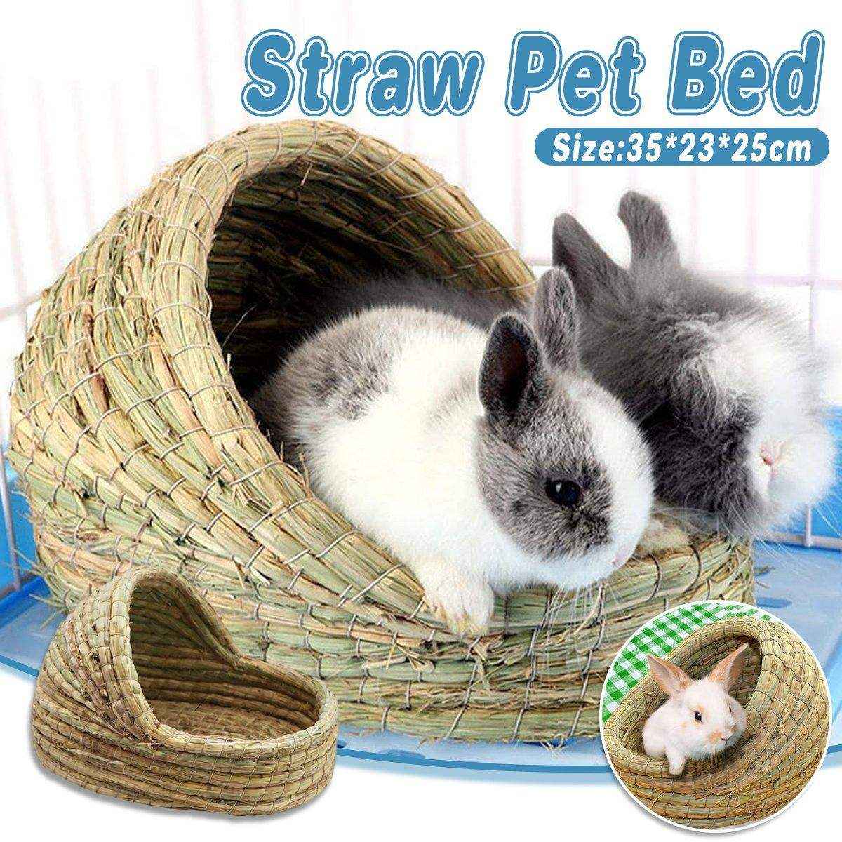 Natural Straw Pet Hutch for Small Animals - Cozy Hideaway for Rabbits ...